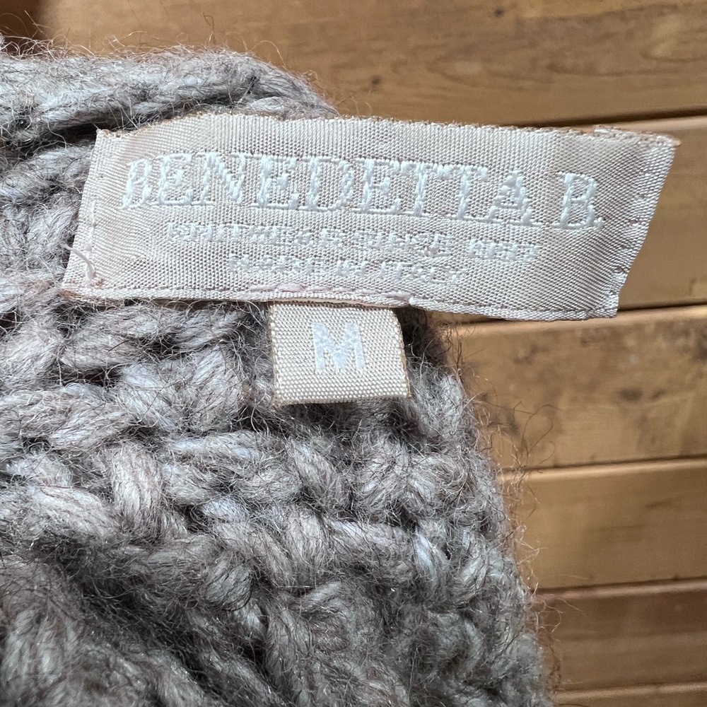 Benedetta B Wool Alpaca Knit Open Cardigan Made In Italy Size Medium Neutral - Picture 7 of 8
